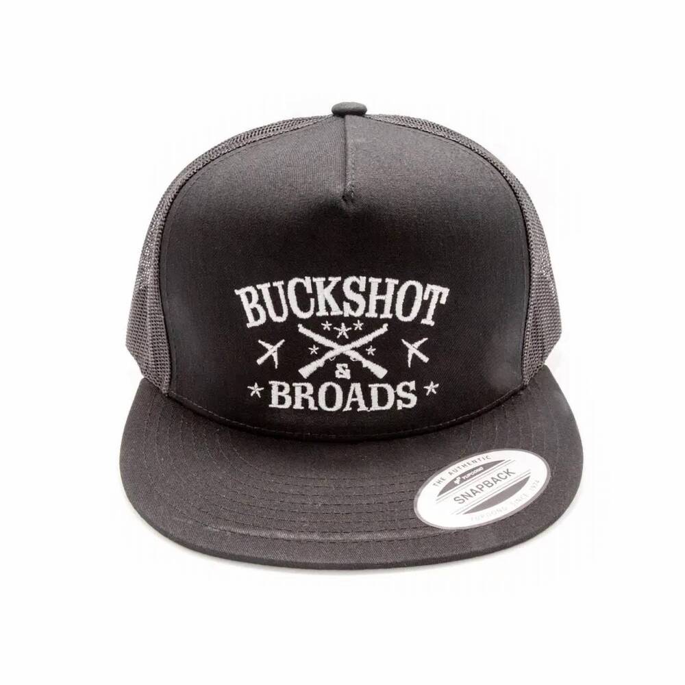 NEW BUCKSHOT & BROADS yupoong snapback hat in black/black